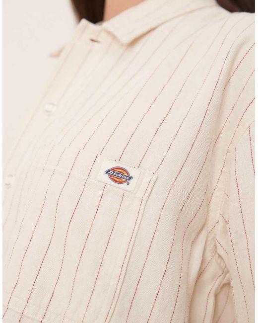 Camisa Extragrande A Rayas De Manga Corta Service De Dickies de color Natural