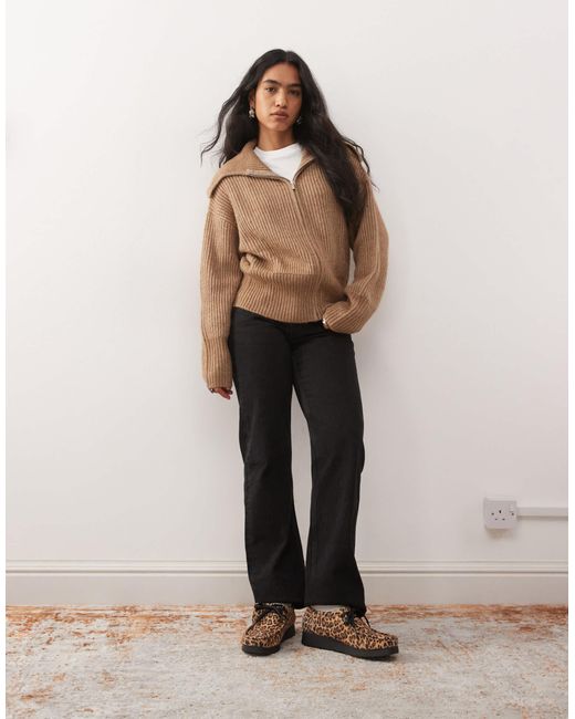 Collusion Natural Knitted Zip Through Cardi