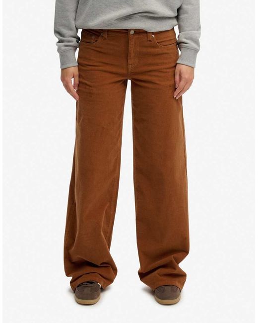 Superdry White Mid Waist Baggy Mini Cord Pants