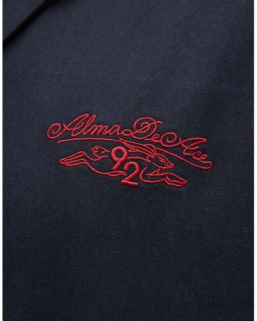 Alma de Ace Blue Logo Shirt With Chest Embroidery for men