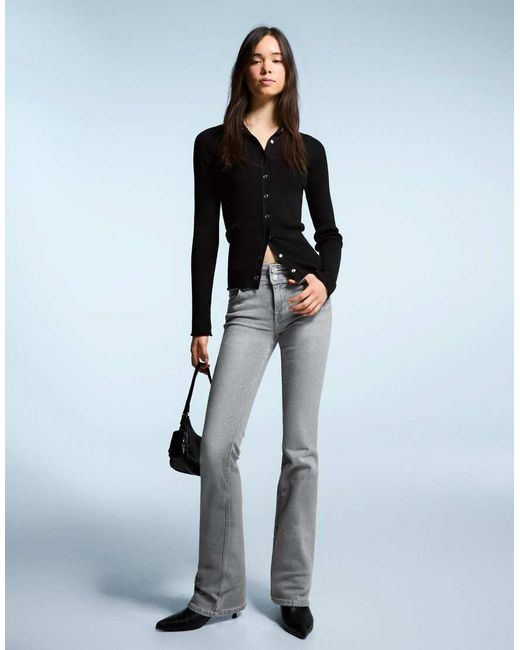 Bershka White Bootcut Jeans