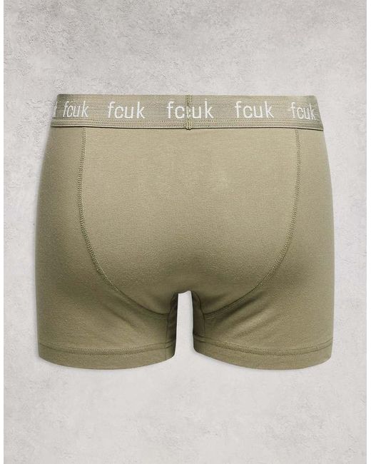 French Connection White 5 Pack Fcuk Cotton Stretch Boxers for men