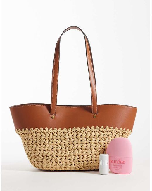 Mango White Small Woven Shoulder Bag