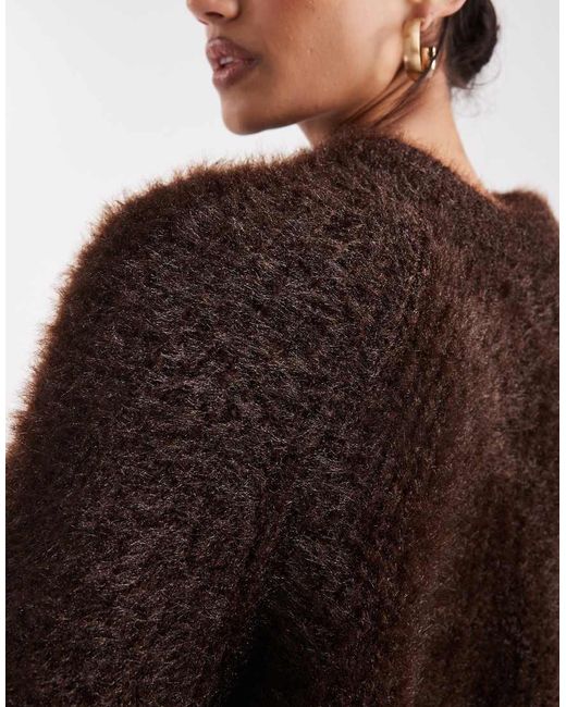 Miss Selfridge Brown Fluffy Cardigan