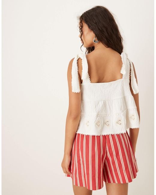 ASOS Red Button Down Tie Strap Cami With Heart Detail