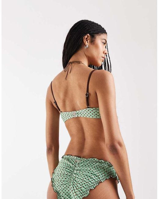 Reclaimed Vintage Brown Underwire Bikini Top With Frill Layer