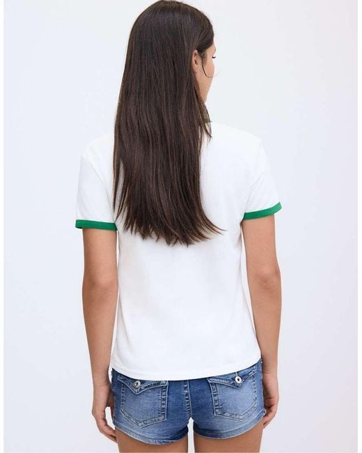 Stradivarius Blue Printed T-shirt