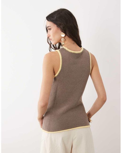 ASOS Natural Knitted Floral Cross-stitch Embroidered Tank