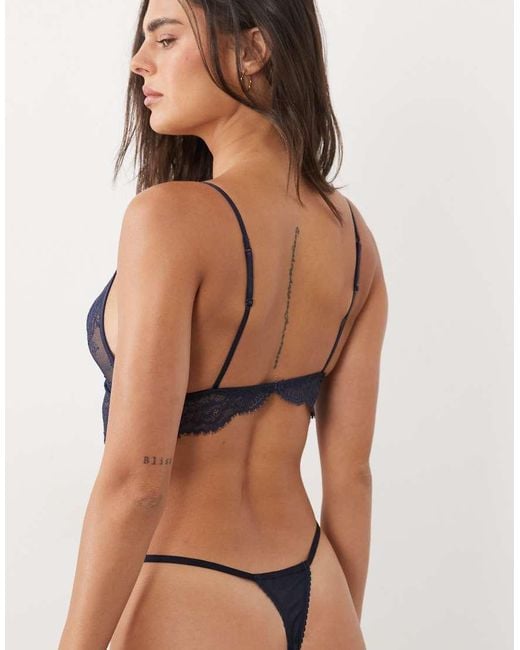 ASOS Blue Misha Fine Eyelash Lace Tanga Lingerie Thong