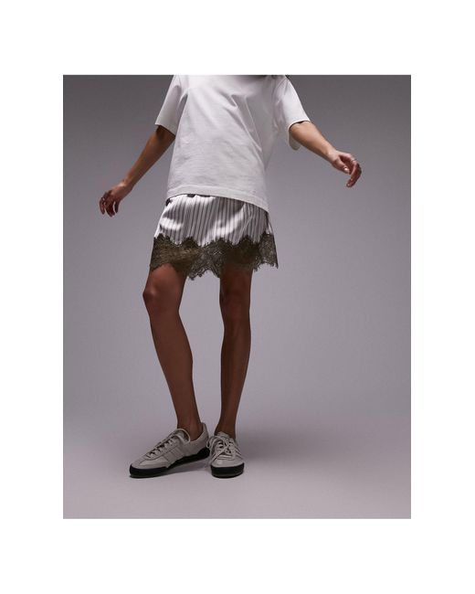 Minifalda a rayas estilo enagua TOPSHOP de color Gray
