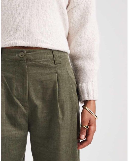 ASOS Green Asos Design Tall Turn Up Hem Wide Leg Cord Trousers