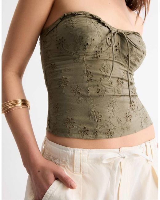 Stradivarius Green Corset Bustier Top