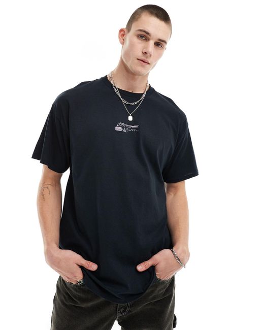Camiseta negra extragrande con estampado en la espalda ASOS de hombre de color Blue