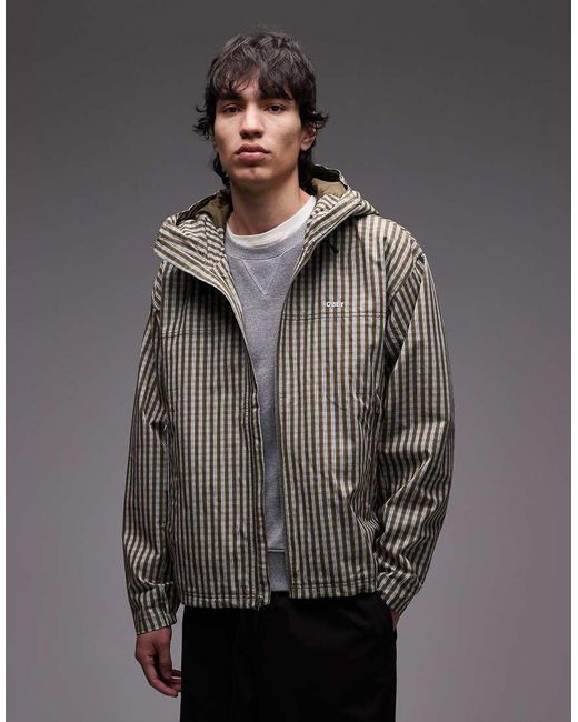 Obey Gray Vista Zip Up Technical Jacket for men