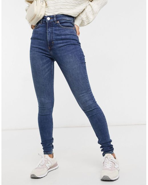 Monki Denim Oki Organic Cotton Skinny High Waist Jeans in Blue - Lyst