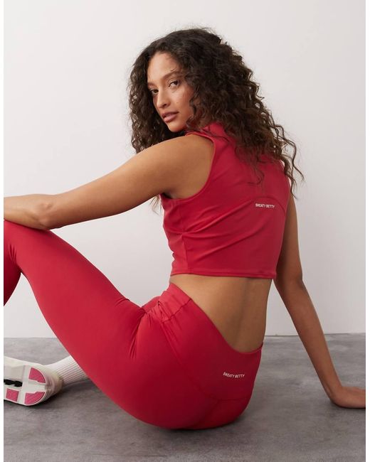 Sweaty Betty Red All Day Cropped Wrap Tank
