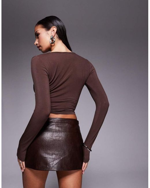 Edikted Gray Malenna Wrap Top