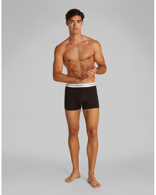 Calvin Klein White Icon Cotton Stretch 3 Pack Darted Trunk for men
