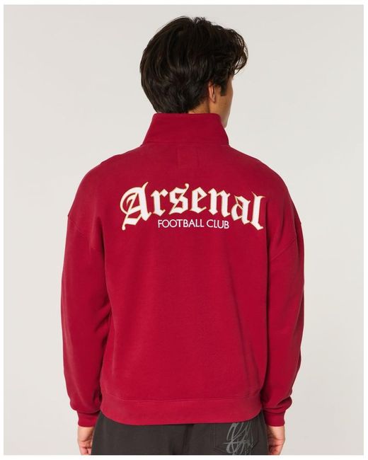 Hollister Red Quarter-Zip Arsenal Fc Sweatshirt for men