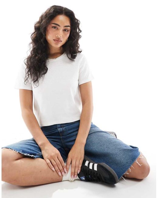 Monki Blue Shrunken Tee