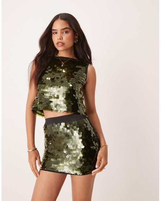 ASOS Green Large Sequin Disc Top