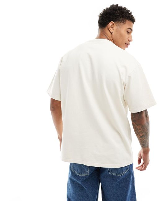 T-shirt écru con stampa botanica sulla schiena di Pull&Bear in White da Uomo