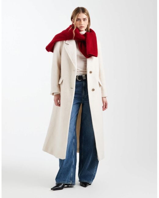 ASOS Blue Premium Brushed Wool Blend Dad Coat