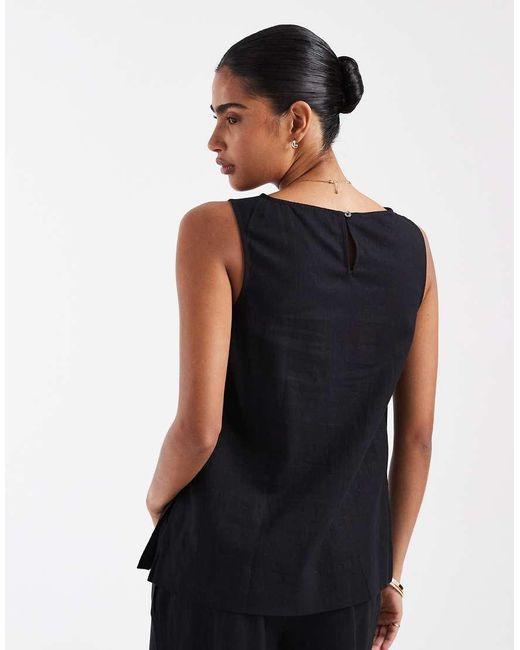 Gap Black Co-ord Vest Linen Mix Top