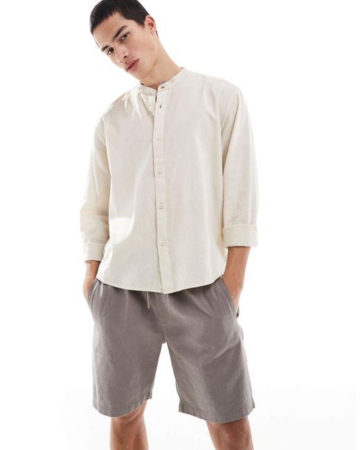 River Island Men's Gray Linen Look Pull On Shorts