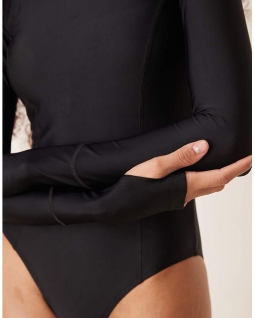 Nike Black Nike Hydralock Fusion Long Sleeve Swimsuit