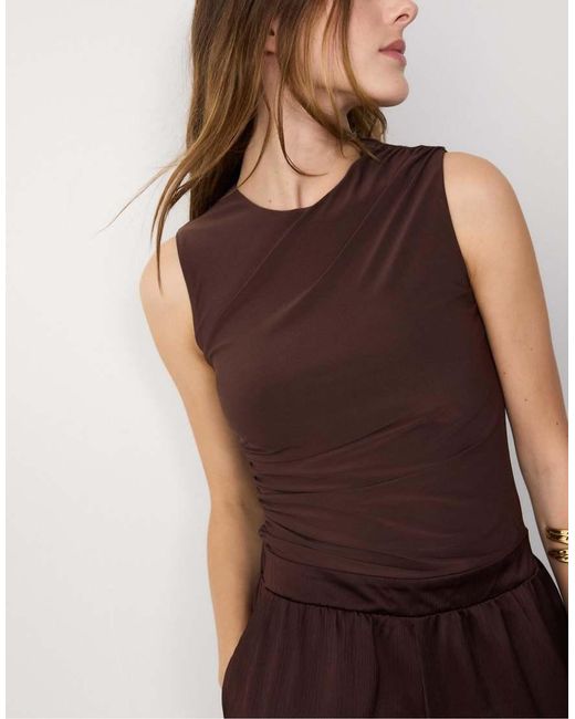 Stradivarius Purple Satin Halter Jumpsuit