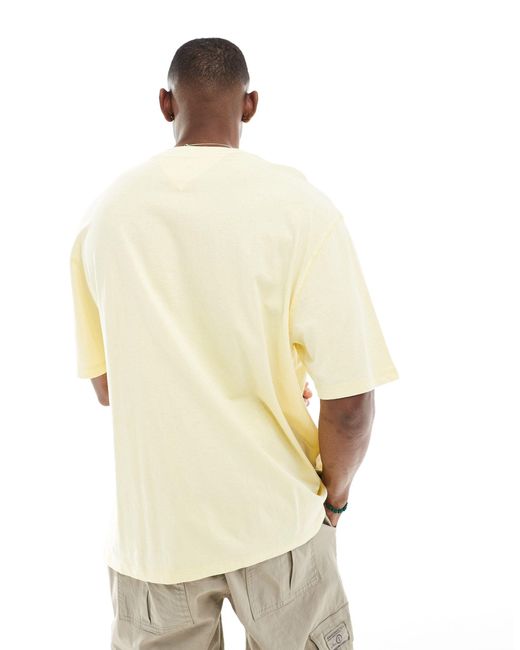 T-shirt oversize à logo signature Tommy Hilfiger pour homme en coloris Natural