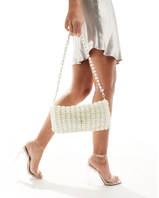 True Decadence White All Over Pearl Foldover Shoulder Bag