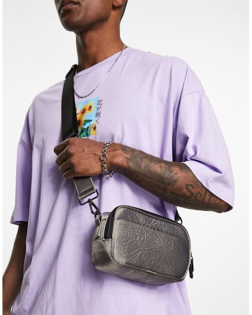 Sac bandoulière rigide effet froissé ASOS pour homme en coloris Violet |  Lyst