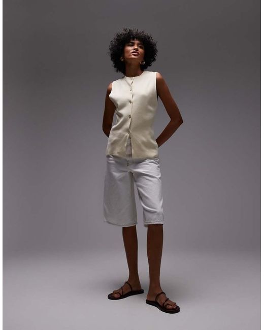 Mango Gray Button Through Knitted Waistcoat