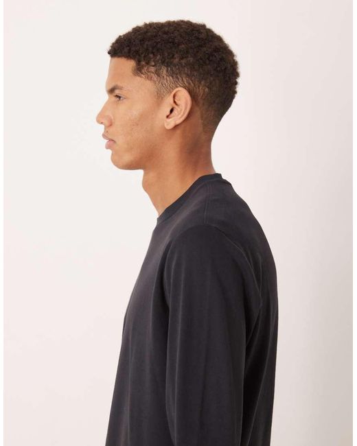 Mango Blue 100% Cotton Long Sleeve Crew Neck T-Shirt for men