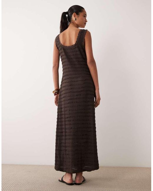 Miss Selfridge Green Square Neck Textured Maxi Dress