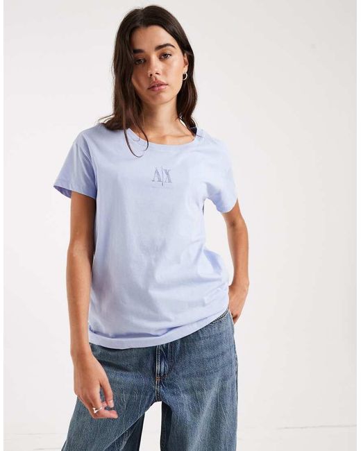 ARMANI EXCHANGE Blue Central Logo T-Shirt