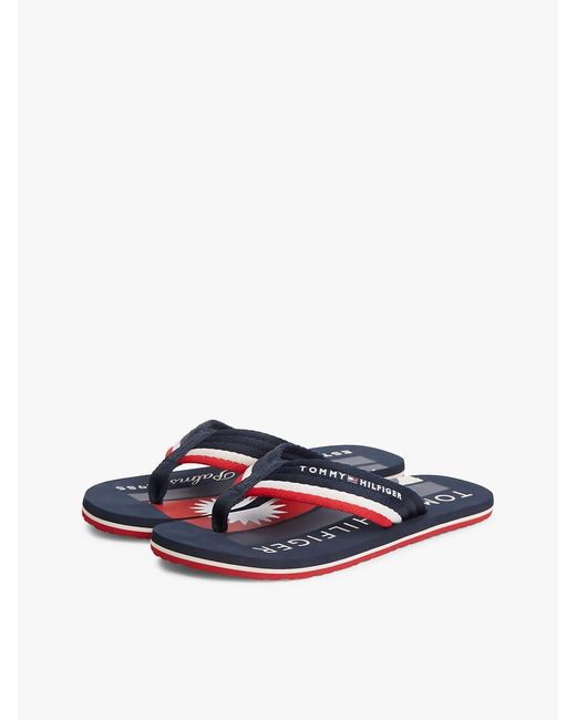 Tommy Hilfiger Blue Stripe Webbing Strap Flip-Flops for men
