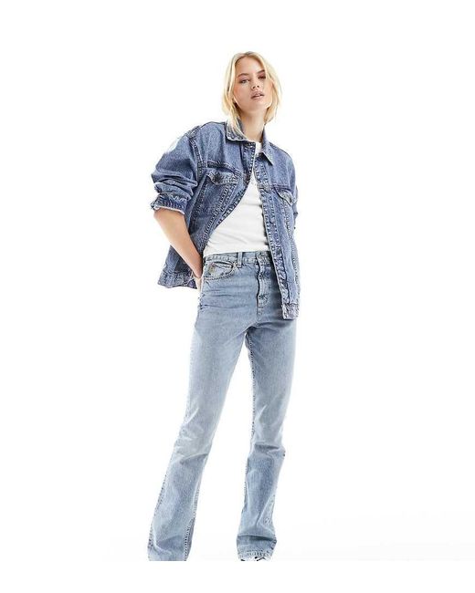 Vaqueros De Corte Recto Y Talle Medio De Asos Design Tall ASOS de color Blue