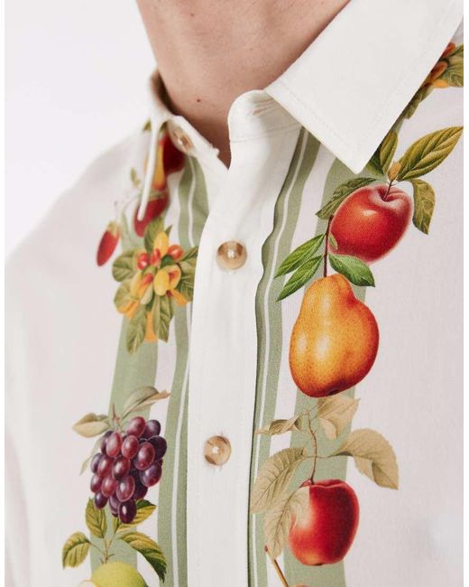 ASOS White Boxy Oversized Shirt With Holiday Print for men