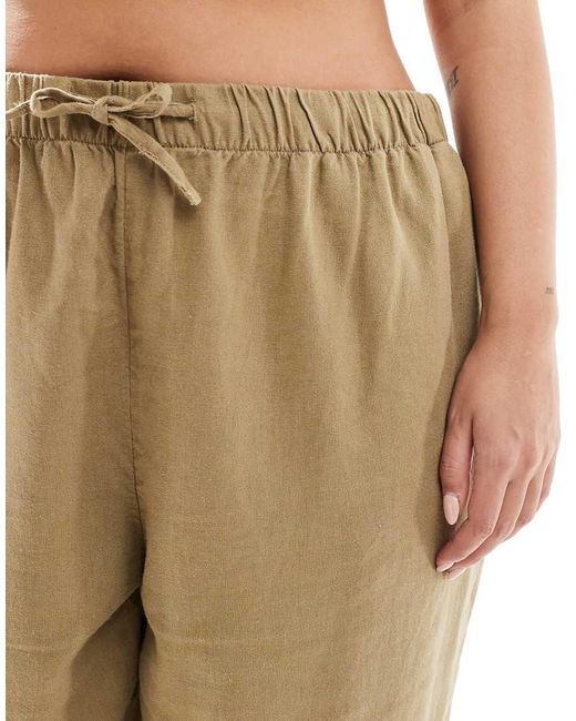 Pantalones Claro Sin Cierres De Mezcla De Lino De (Parte De Un Conjunto)-Verde ONLY de color Natural