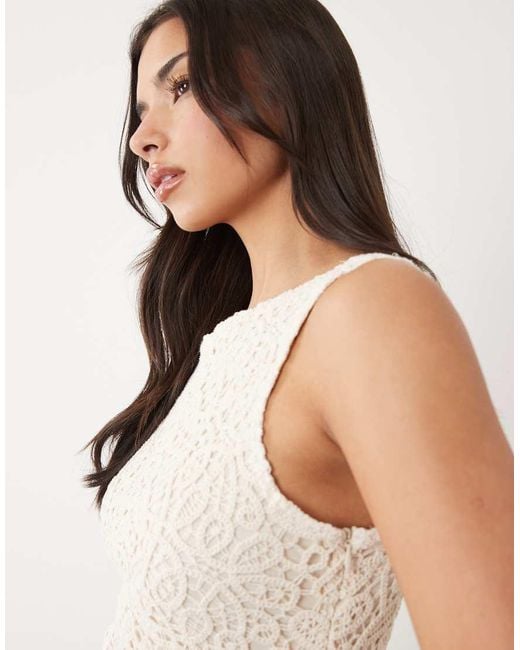 Gina Tricot Natural Knitted Crochet Maxi Dress