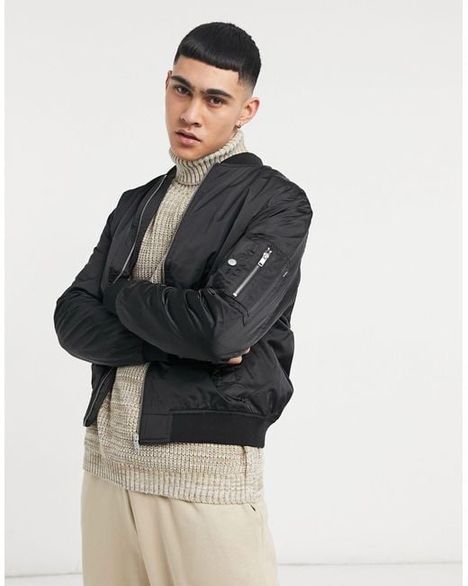 Giubbino Bomber Nero Lucido Uomo Bershka Bomber Chiodo Nero