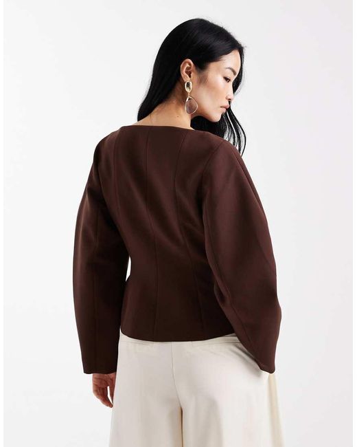ASOS Brown Slash Neck Blazer