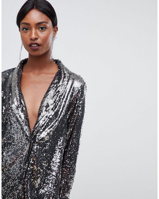 asos sequin tux dress