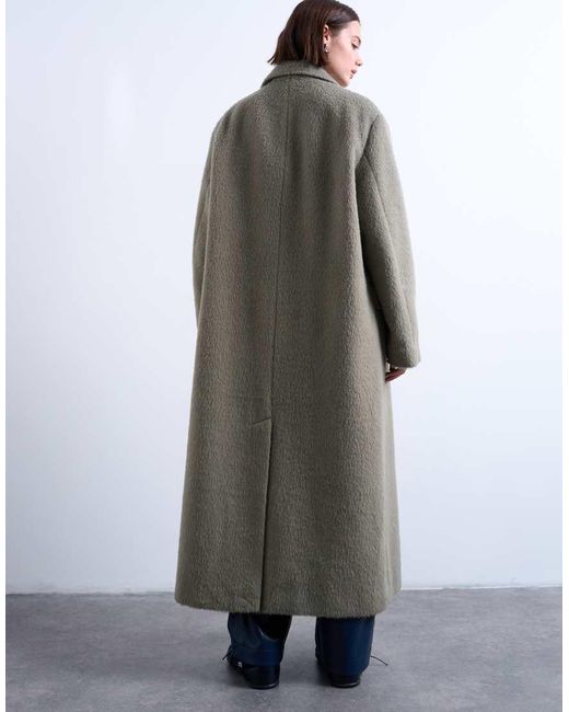 TOPSHOP Black 3 Button Brushed Coat With Wool