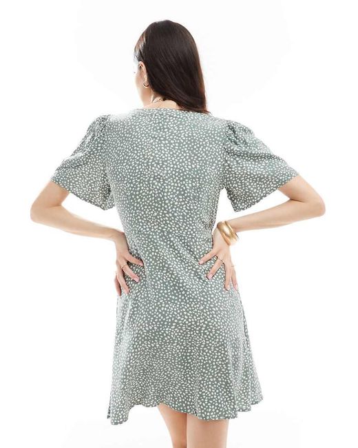 Vero Moda Blue Button Through Mini Skater Dress