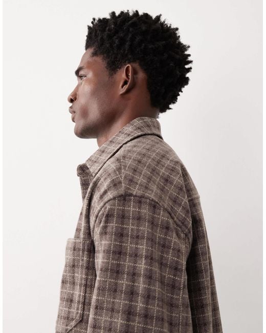 ASOS COLLECTIVE Brown Check Overshirt for men