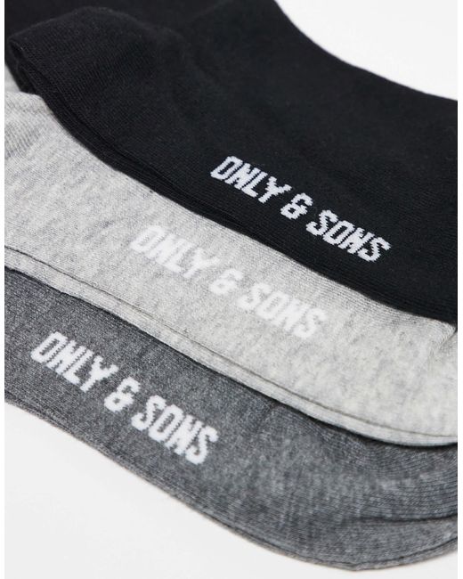 Only & Sons White 3 Packs Socks for men
